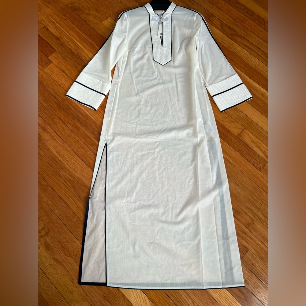Tory Burch Ivory Cream Color Block Maxi Kaftan Caftan Dress In Size: XS